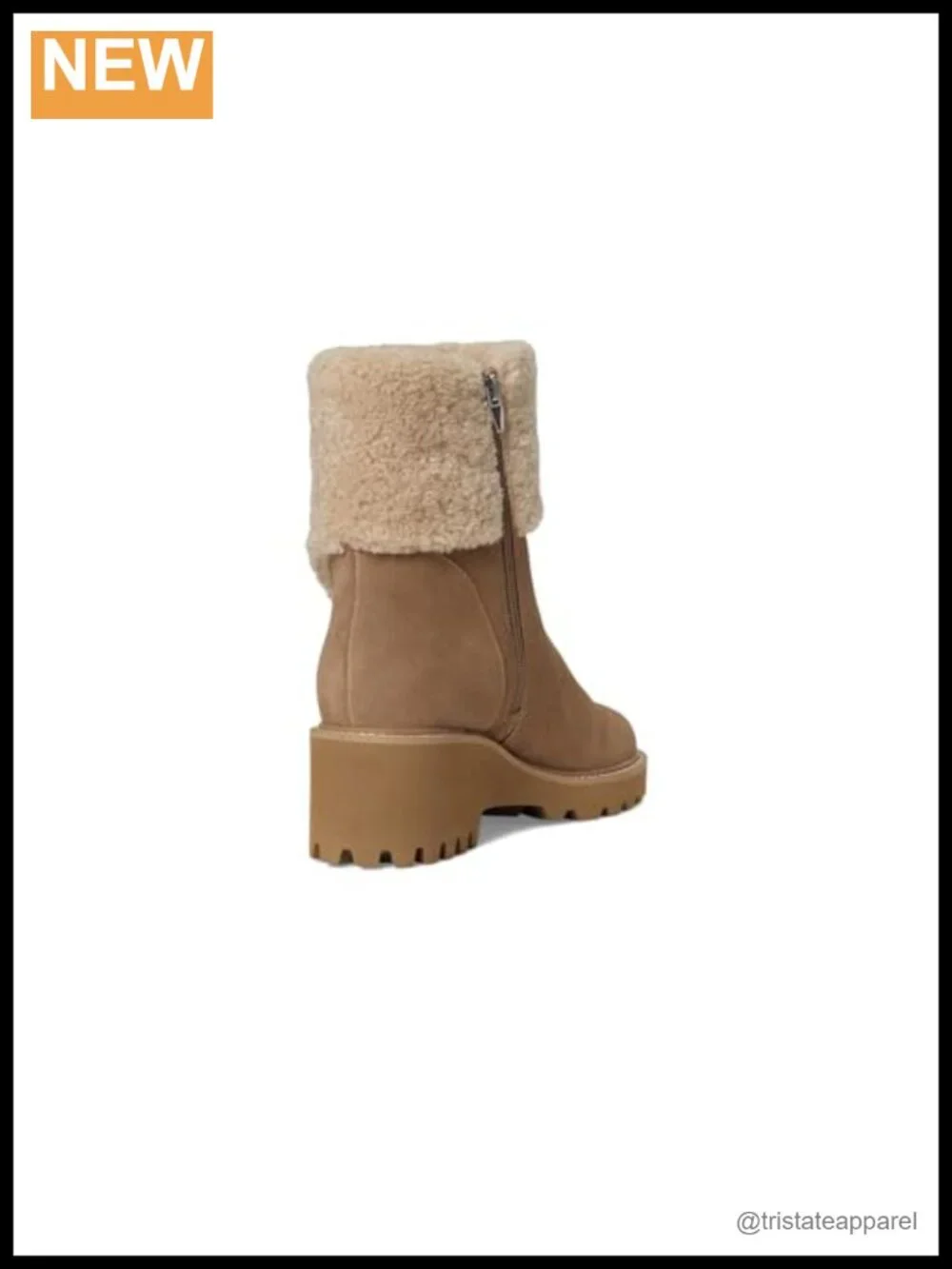 Suede Ankle Bootie Block Heel Pull-On Fleece Lined Waterproof